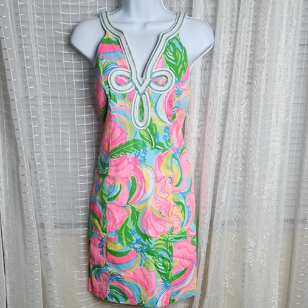 Lilly Pulitzer Sleeveless Tessa V-Neck Shift Dress Sz2